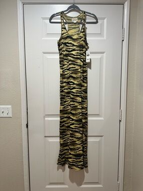 Denim & Supply Ralph Lauren Sleeveless Tiger Stripe Maxi Dress in Olive & Black